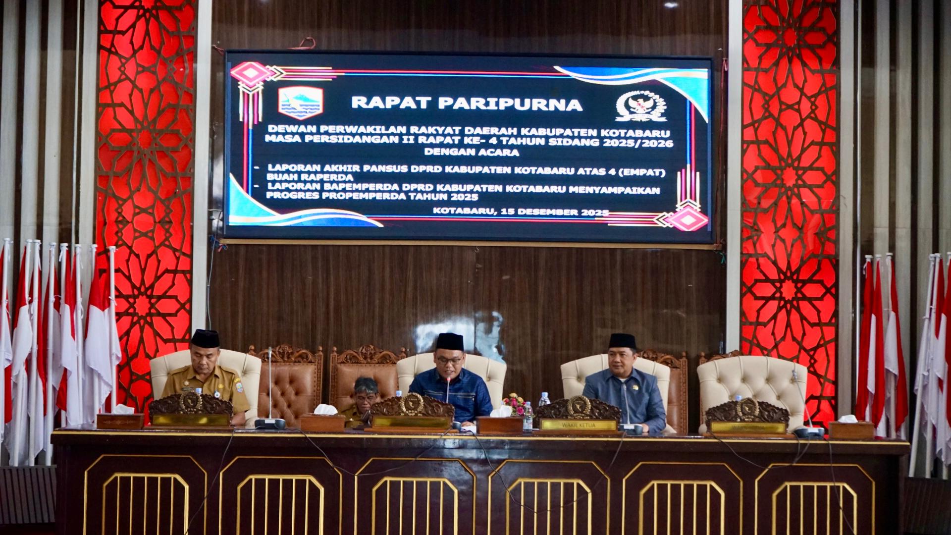 Pemkab Kotabaru Hadiri Rapat Paripurna DPRD Bahas Empat Raperda